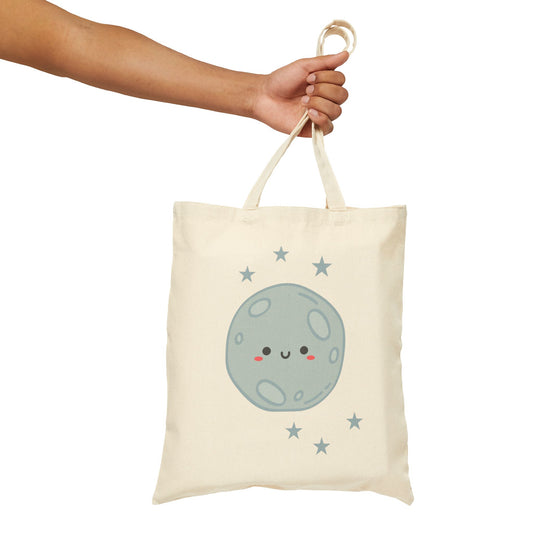 Moon & Stars Cotton Canvas Tote Bag — Travel Tote