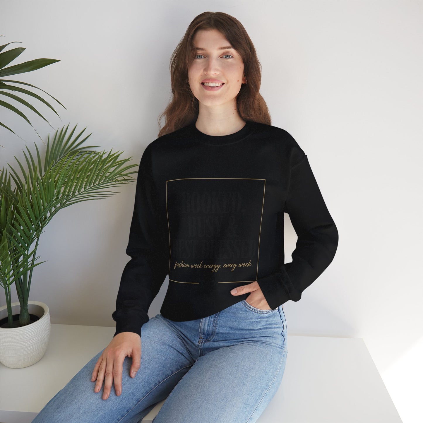 Booked, Busy & Best Dressed Sweatshirt — Cozy Crewneck for Busy Women