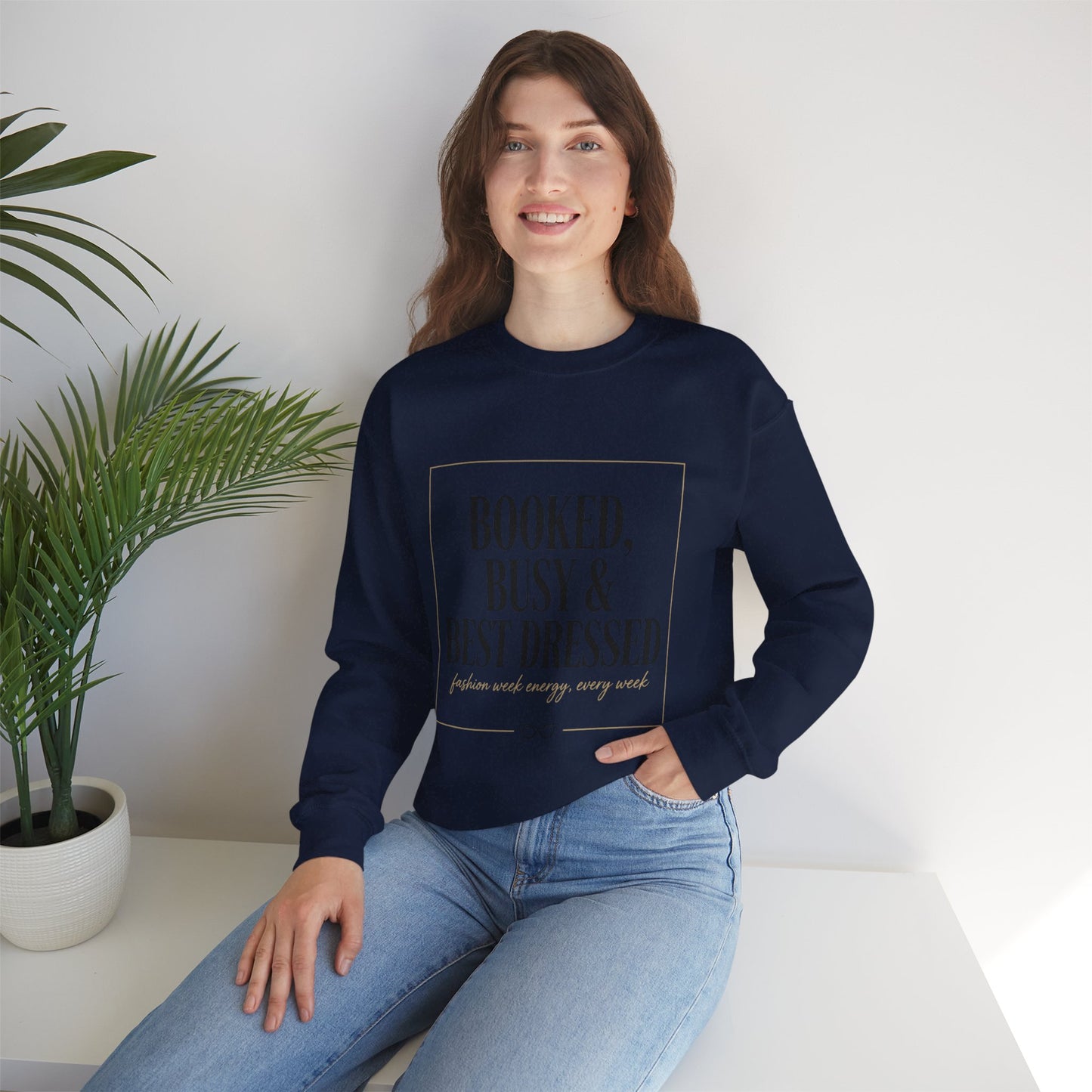 Booked, Busy & Best Dressed Sweatshirt — Cozy Crewneck for Busy Women